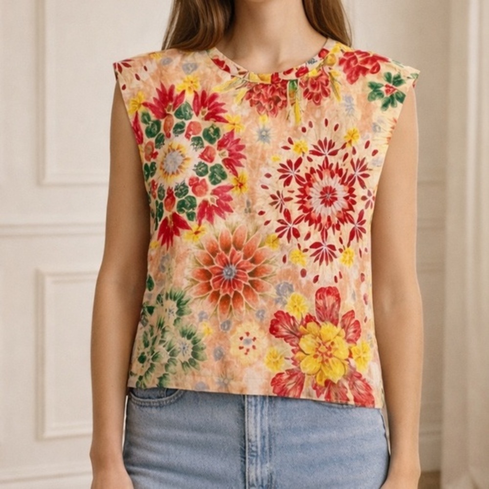 Momoni Floral Sleeveless Top Multicolor Boho Tank